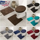 3 Pieces Bathroom Rugs Set Velvet Soft Non-Slip Bath Rugs Absorbent Bath Mat US