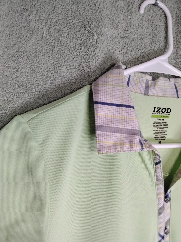Camisa polo feminina Izod Perform X Cool FX tamanho M verde pistache manga curta - Imagem 2 de 4