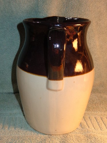 GRAN JARRA DE GRES DE CERÁMICA VINTAGE 8-1/2" DE ALTO MARRÓN Y TOSTADO 64 ONZAS - Imagen 4 de 7