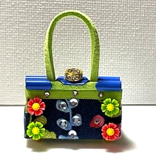 OOAK Barbie Doll Purse Blue Floral Bag For 11” Fashion Dolls Designed by ‘Bee