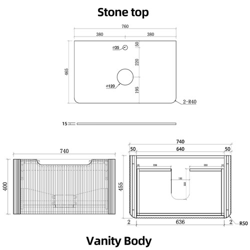 ACA Wall Hung Vanity Unit 610/750/910mm Cabinet Single Drawer Stone Counter Top - Picture 31 of 71