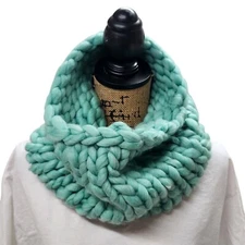 C.C. Exclusives Chunky Knit Crochet Neck Warmer Soft Fuzzy Teal NWT Super Soft