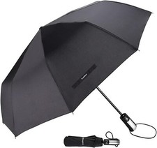 TradMall Travel Umbrella Windproof with 46/56 Inches Large 46 Inches, Black