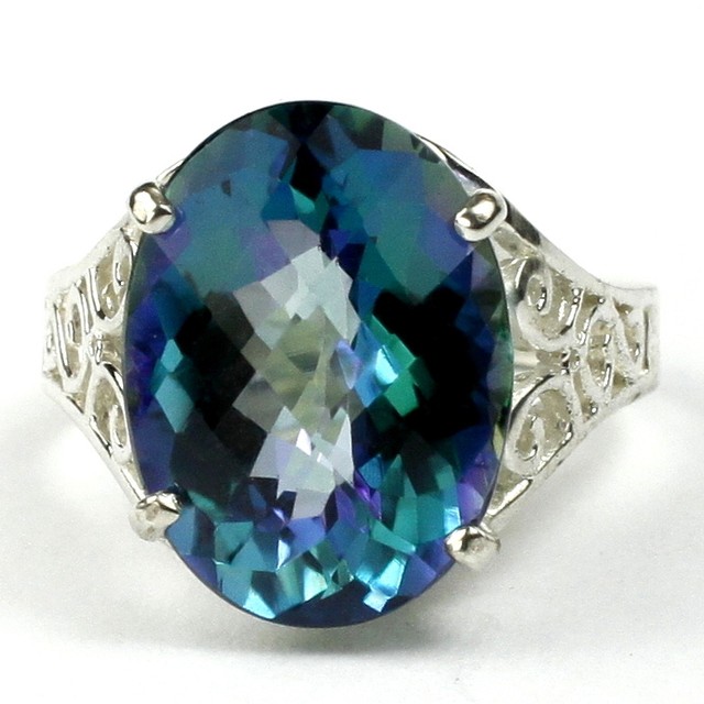1 ct NEPTUNE GARDEN TOPAZ Sterling Silver Ladies Ring -Handmade • SR311