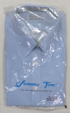 Vintage Sears Summer Tones Men's Short Sleeve Dress Shirt, Blue Size 16 1/2, NWT