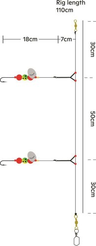 Kinetic Sabiki Scandic Plattfischvorfach Plattfisch-Rig Flunder Dorsch-Rig 1/0 - Bild 2 von 9