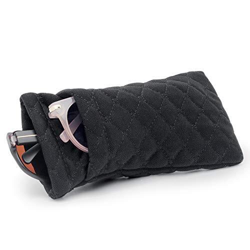  Double Glasses Case Soft Eyeglass Case For Women Men Squeeze Top Black - Bild 1 von 6