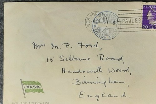 (NED-218) Niederlande 1947 Brief mit Stempel SG 511 verschickt nach Birmingham ENGLAND - Bild 1 von 2