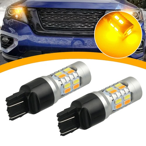 7443 White&Amber LED Car Turn Signal Light 7444 7440 Switchback DRL Parking Bulb - Picture 10 of 12
