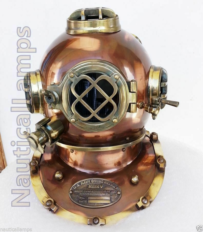 Antique Model U.S Navy Mark V Boston Diving Divers Helmet Copper /& Brass Made A7
