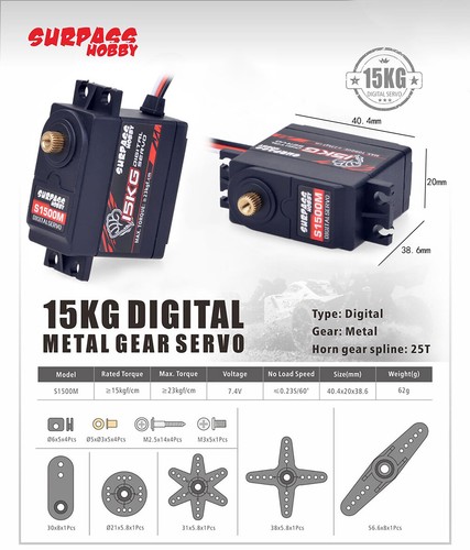 Digital Servo 9g 17g 25kg 30kg 70kg für 1/24 1/18 1/12 1/10 1/8 1/5 RC Auto Boot - Bild 10 von 31