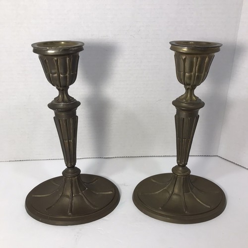 Vtg Pair of Mildred Mottahedeh Heavy 10” Brass Candle Sticks -Georgian Design- - Picture 2 of 8