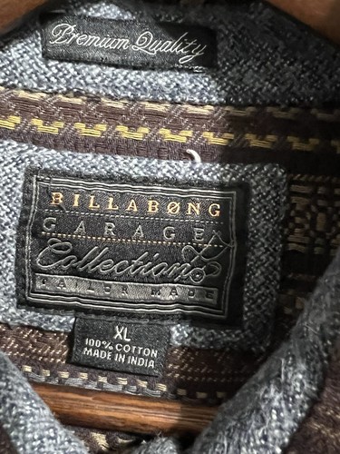 Billabong Garage Collection Brown Multi Shirt Men X-Large Button Up Long Sleeve - Picture 10 of 12