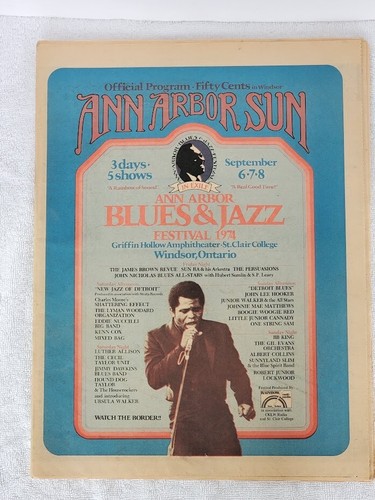 Selten 1974 Ann Arbor Sun Blues and Jazz Festival großes Programm historischer Artikel!! - Bild 1 von 9