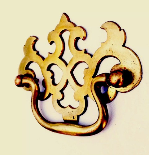 Pierced Back Antique Hardware Brass Chippendale Drawer Pull Handle 2.5”centers - Picture 2 of 3