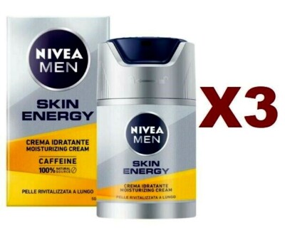 3 NIVEA MEN SKIN ENERGY CREMA IDRATANTE CAFFEINE 50ML VISO IDRATANTE RIVITALIZZA