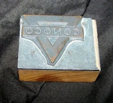 Vintage Conoco Gas Oil Station Triangle Logo Printing Letterpress Printers Block