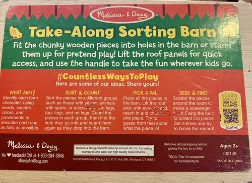 Melissa & Doug Take Along Sorting Barn With 5 Pieces Missing Pieces READ DESC - Picture 9 of 24