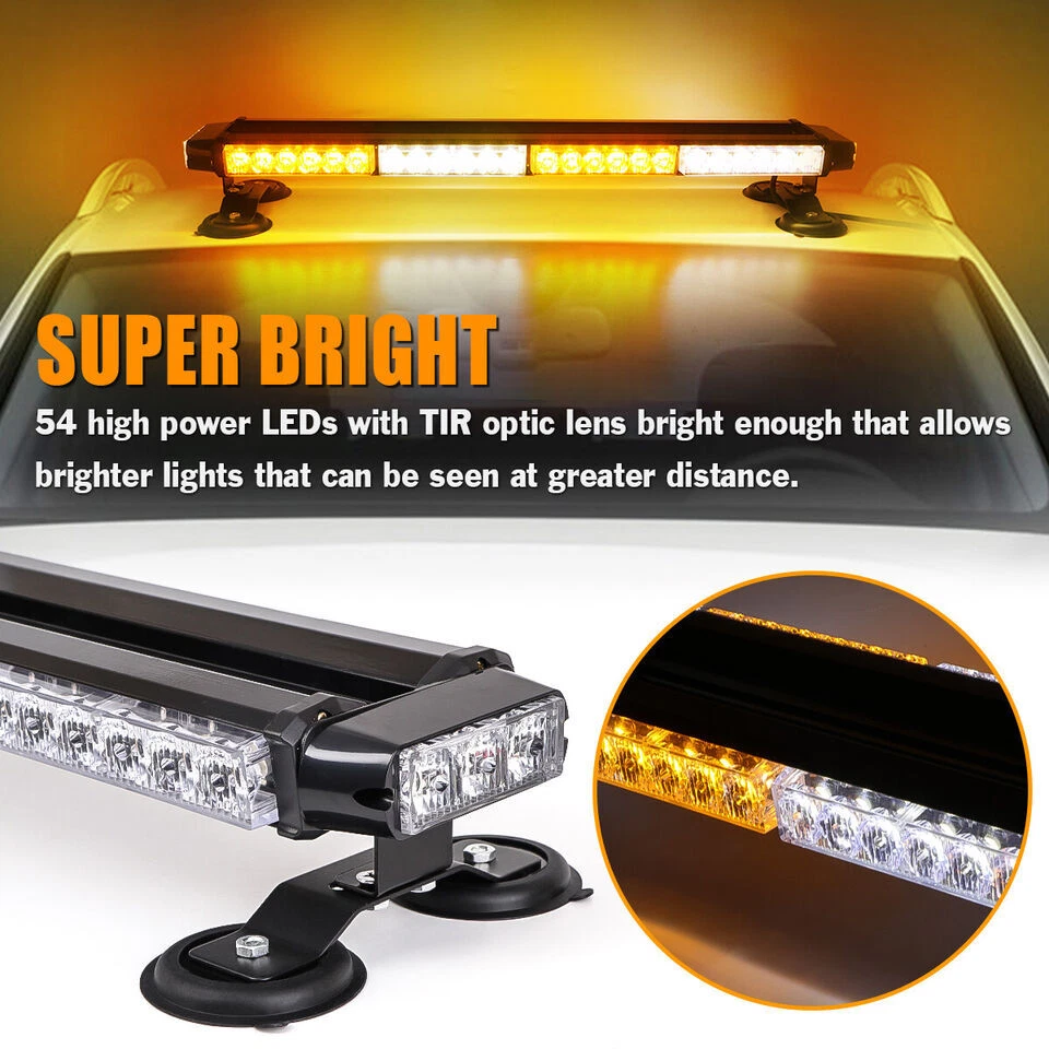 Barra de luces estroboscópicas LED de advertencia de emergencia para techo blanco ámbar para Hyundai Santa Fe Foto 4 de 4