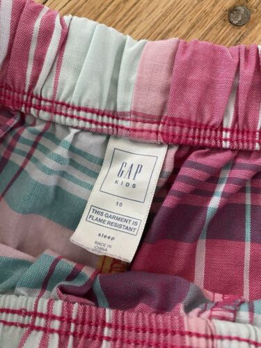 Gap Kid Girl 10 Pajama Bottoms Shorts Pink Plaid Pull On - Picture 3 of 4