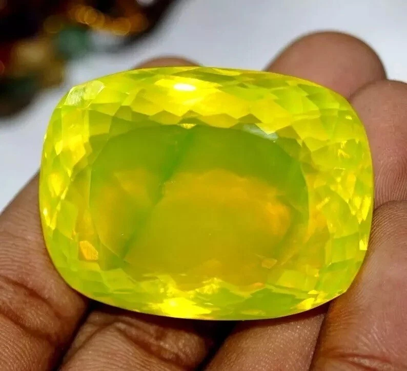 Piedra preciosa suelta australiana Welo corte cojín ópalo amarillo 68,67 quilates certificado AAA Foto 3 de 4
