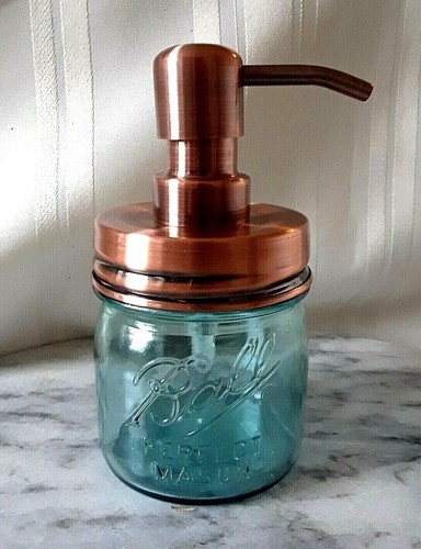 BALL Einmachglas Seifenpumpe Spender ~ HALBES 1/2 PINT AQUABLAU ~ EDELSTAHL - Bild 15 von 18