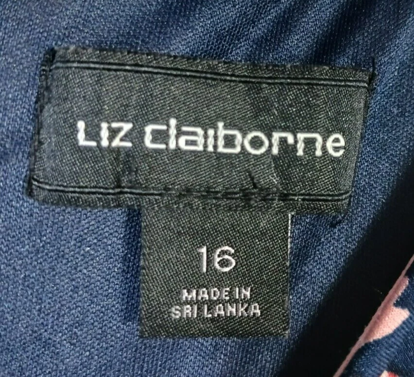 Liz Claiborne Dress Woman 16 Pink Blue Flower Bloom Lined Modern Chic Classic - Image 4 of 4