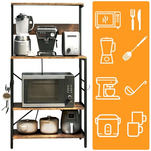 TC-HOMENY 4 Tier Kitchen Bakers Rack + Power Ports Microwave Stand Storage Shelf - Picture 5 of 12