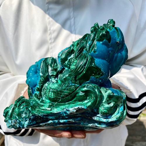 6,2 Pfund natürlicher glänzender Pfau Kristall handgeschnitzter Drache Mineral Probe - - Bild 14 von 18