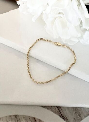 Brazalete Rolo Link Oro Amarillo 14K 2.5mm - Delicado Brazalete Rolo Lite 7" Oro 14K - Imagen 5 de 6
