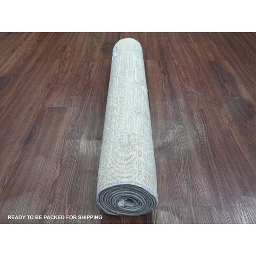 2'10"x9'7" Blue Angora Oushak Leaf Design Wool Hand Knotted Runner Rug R20884 - Picture 4 of 6