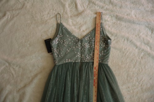 Adrianna Papell Cluny Dress Size 4 Aqua Mist Lace Net Formal Gown - Picture 11 of 22