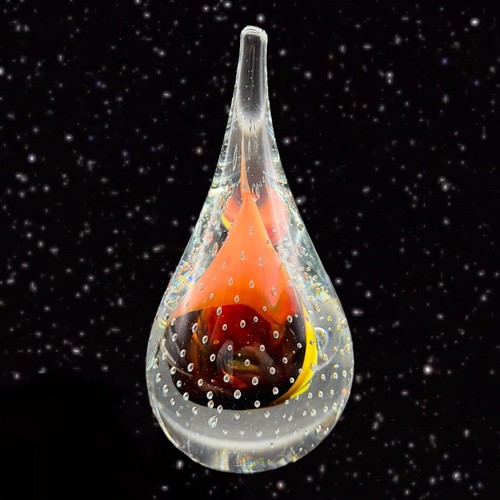Vintage M Pyrcak Polish Art Studio Tear Drop Flame Glass Paperweight Signed MP - Picture 13 of 16