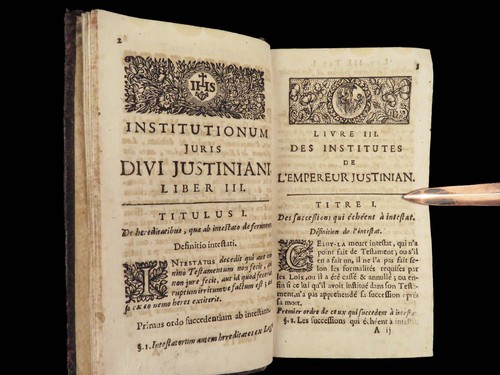 1694 LAW Justinian Institutes Codex Rome Corpus Juris Ferriere Commentary 2v - Picture 22 of 24