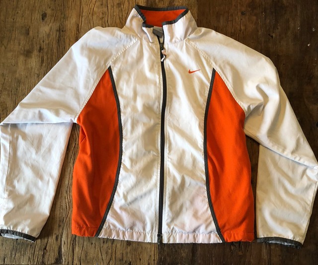 NIKE KIDS SPORTSWEAR WINDRUNNER JACKET WHITE ORANGE SZ KIDS L 12-14 NIKE KIDS SPORTSWEAR WINDRUNNER JACKET WHITE ORANGE SZ KIDS L 12-14