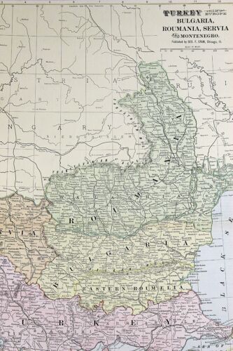 1890s Map of Turkey in Europe plus Full Color Lithography 14.25 x 21.5 - Picture 2 of 4