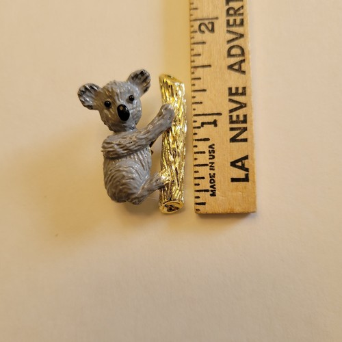 Vintage Kowala Goldtone Pin Brooch Enameled Gray and Goldtone Signed? - Picture 6 of 8