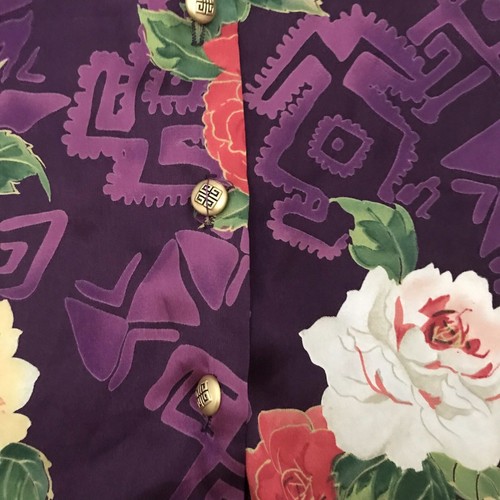 Floral Asian Stile Button Up Sleeves California Dynasty Short Size M - Picture 9 of 12