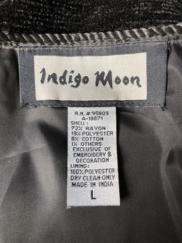 Indigo Moon Chenille Animal Print Paisley Patchwork Art to Wear Artsy Jacket L - Picture 10 of 10