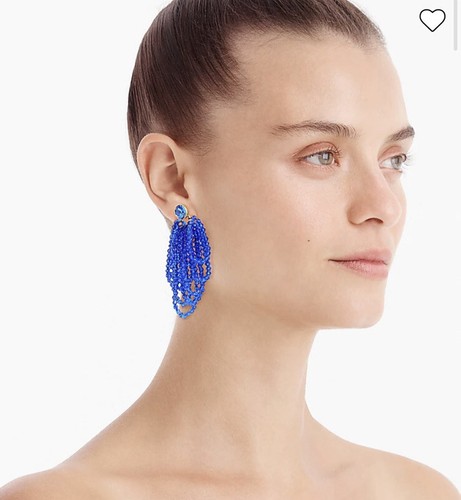 J Crew Glass Crystal Beaded Loop Chandelier Drop Statement Earrings Blue NWT NEW - Picture 5 of 17