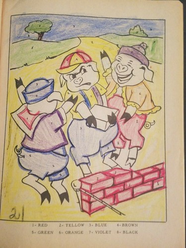 Vintage Three Little Pigs Color By Number Coloring Book - Picture 10 of 12