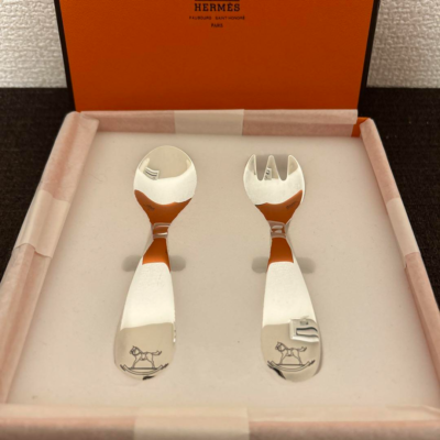 HERMES Adada Spoon & Fork Baby Cutlery 2 Piece Set SV 925