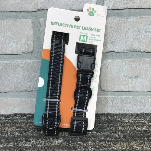 Reflective Black Pet 4 ft. Leash & Collar Set Small, Medium & Large Available - Picture 2 of 4