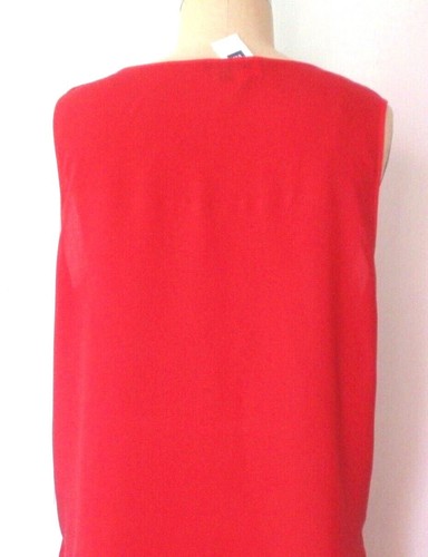 GAP Womens Cherry Red Chiffon Ribbon Trim Front Sleeveless Top Large NWT Silky - Picture 6 of 9