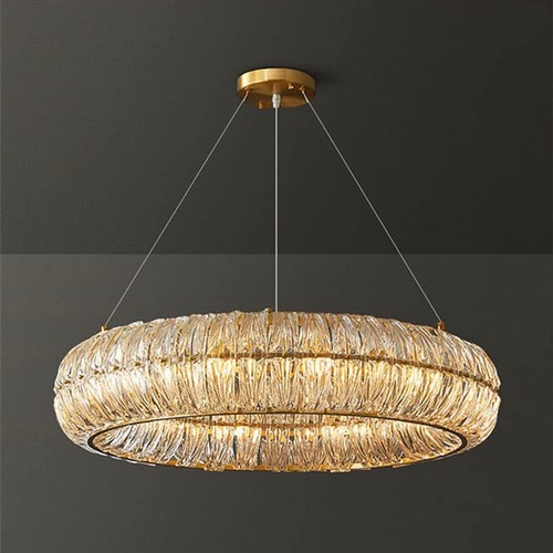 Modern Round Crystal Chandelier Fixture 8-Light Luxury Gold Crystal Pendant Lamp - Bild 1 von 8