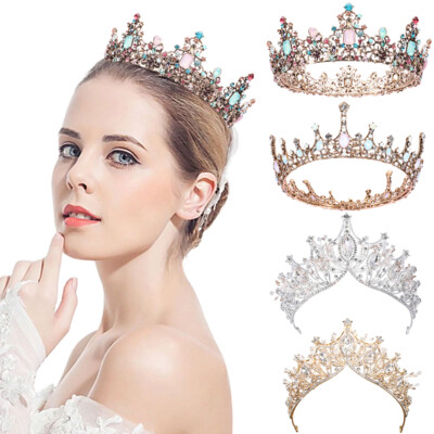 Vintage Baroque Princess Crown Girl, Tiara for Women, Queen Round birthday Crown