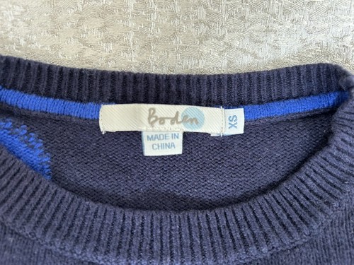 Boden Women’s Blue Wool/Cashmere Sweater w/Hearts 🩷💙💜💛💚, Size XS - Picture 7 of 8
