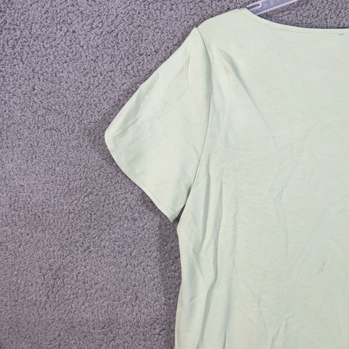 Ann Taylor Top Womens Large Green Solid Pullover Boat Neck Short Sleeves - Picture 10 of 13