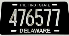 Custom Delaware State Car Tag Diamond Etched Engraved Front Metal License Plate
