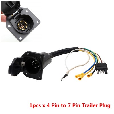 1x Wiring Adapter Plug 4 Pin Flat To 7 Pin Round Rv Blade Trailer Plug Towbar Ebay